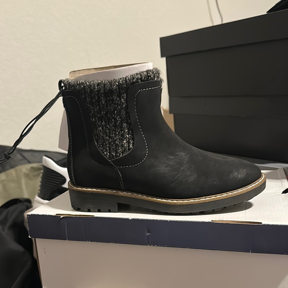 St. John's Bay Black Boots with Knit Detail
